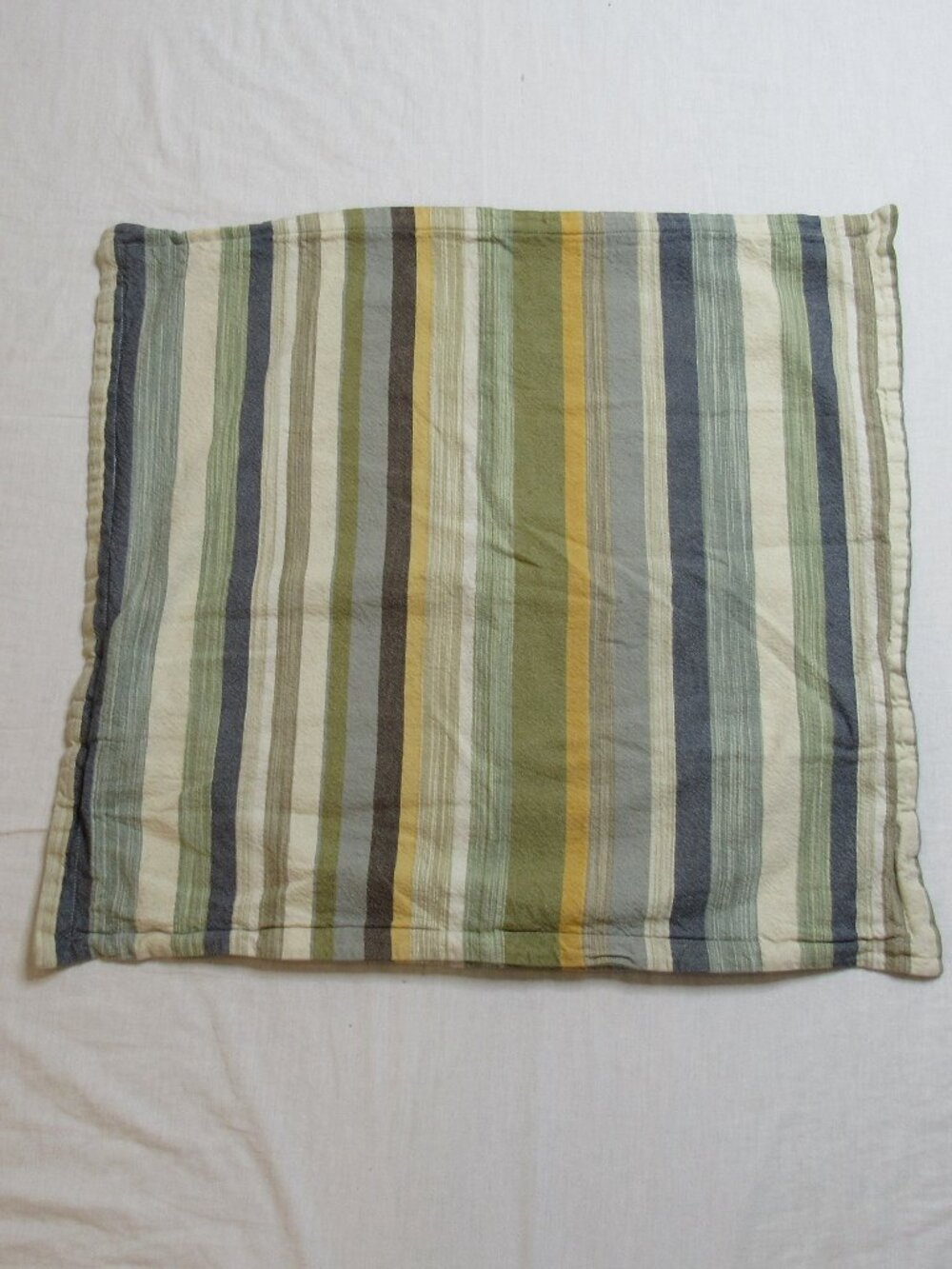 Pottery Barn Blue Green Stripe LOGAN Euro Sham Linen Blend